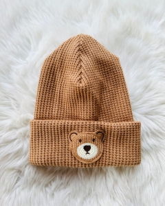 Czapka Beanie zimowa Miś brąz